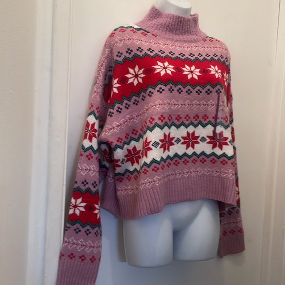 99 degrees pink fair isle striped snowflake sweater size Xl Christmas - Picture 3 of 9